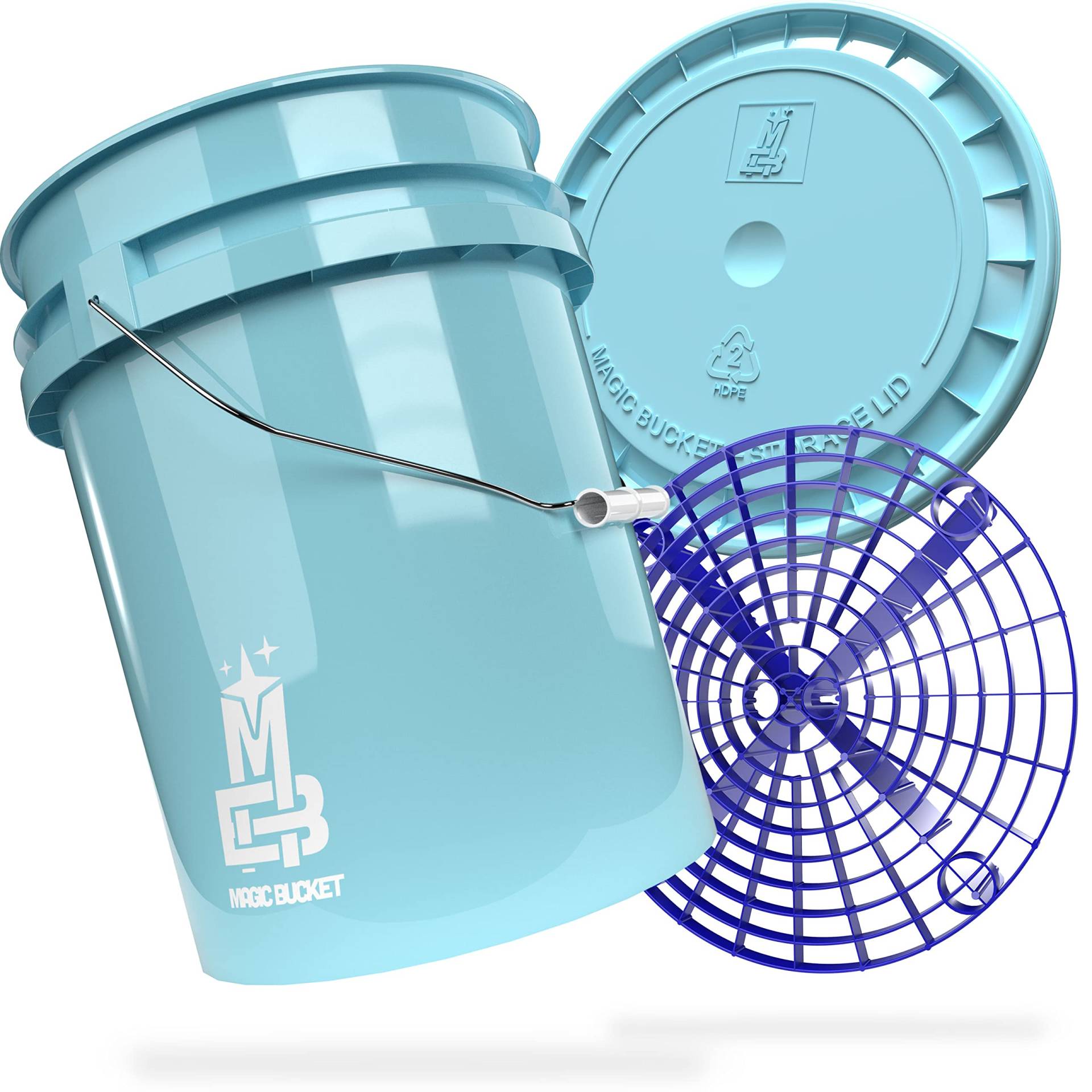 MAGIC BUCKET | Auto Handwäsche Bundle | Wascheimer mit passendem Eimer Deckel 5 US GALLONEN ca. 20 Liter | Mit Grit Guard Eimereinsatz Schmutzsieb | Waschset Baby Blau/Blau MAGIC BUCKET | Auto Handwäsche Bundle | Wascheimer mit passendem Eimer Deckel 5 US GALLONEN ca. 20 Liter | Mit Grit Guard Eimereinsatz Schmutzsieb | Waschset Baby Blau/Blau von MAGIC BUCKET