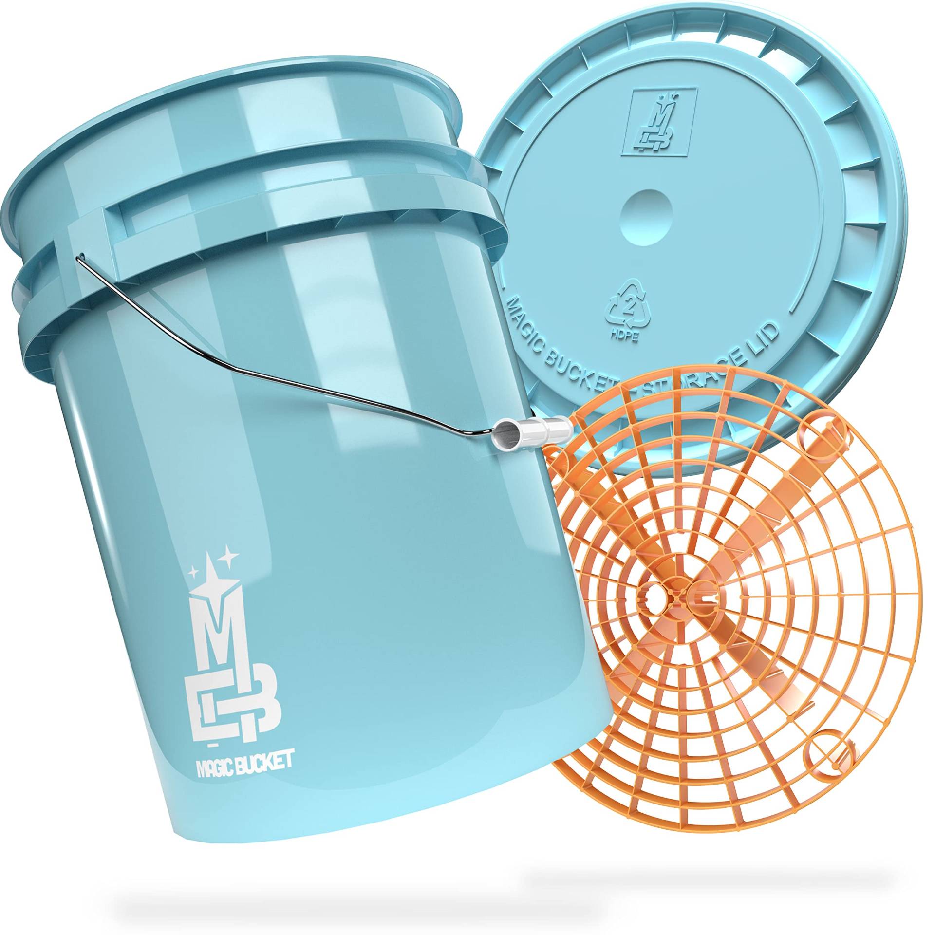 MAGIC BUCKET | Auto Handwäsche Bundle | Wascheimer mit passendem Eimer Deckel 5 US GALLONEN ca. 20 Liter | Mit Grit Guard Eimereinsatz Schmutzsieb | Waschset Baby Blau/Orange MAGIC BUCKET | Auto Handwäsche Bundle | Wascheimer mit passendem Eimer Deckel 5 US GALLONEN ca. 20 Liter | Mit Grit Guard Eimereinsatz Schmutzsieb | Waschset Baby Blau/Orange von MAGIC BUCKET