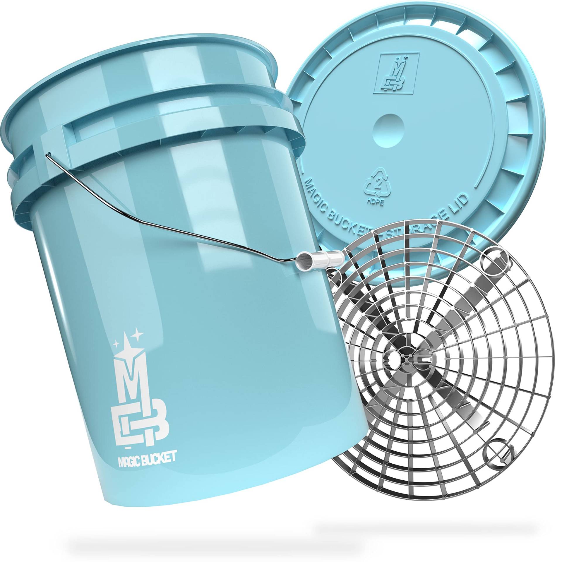 MAGIC BUCKET | Auto Handwäsche Bundle | Wascheimer mit passendem Eimer Deckel 5 US GALLONEN ca. 20 Liter | Mit Grit Guard Eimereinsatz Schmutzsieb | Waschset Baby Blau/Silber MAGIC BUCKET | Auto Handwäsche Bundle | Wascheimer mit passendem Eimer Deckel 5 US GALLONEN ca. 20 Liter | Mit Grit Guard Eimereinsatz Schmutzsieb | Waschset Baby Blau/Silber von MAGIC BUCKET