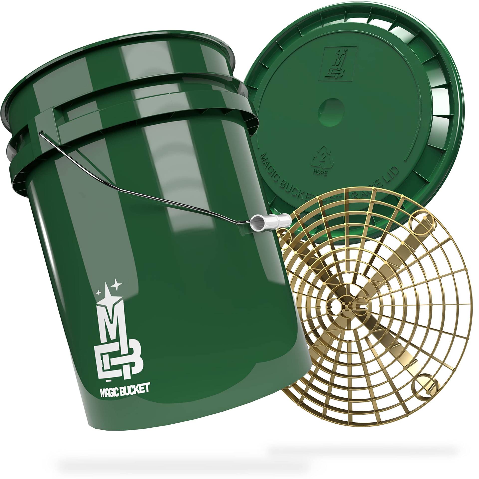 MAGIC BUCKET | Auto Handwäsche Bundle | Wascheimer mit passendem Eimer Deckel 5 US GALLONEN ca. 20 Liter | Mit Grit Guard Eimereinsatz Schmutzsieb | Waschset Dunkelgrün/Gold MAGIC BUCKET | Auto Handwäsche Bundle | Wascheimer mit passendem Eimer Deckel 5 US GALLONEN ca. 20 Liter | Mit Grit Guard Eimereinsatz Schmutzsieb | Waschset Dunkelgrün/Gold von MAGIC BUCKET