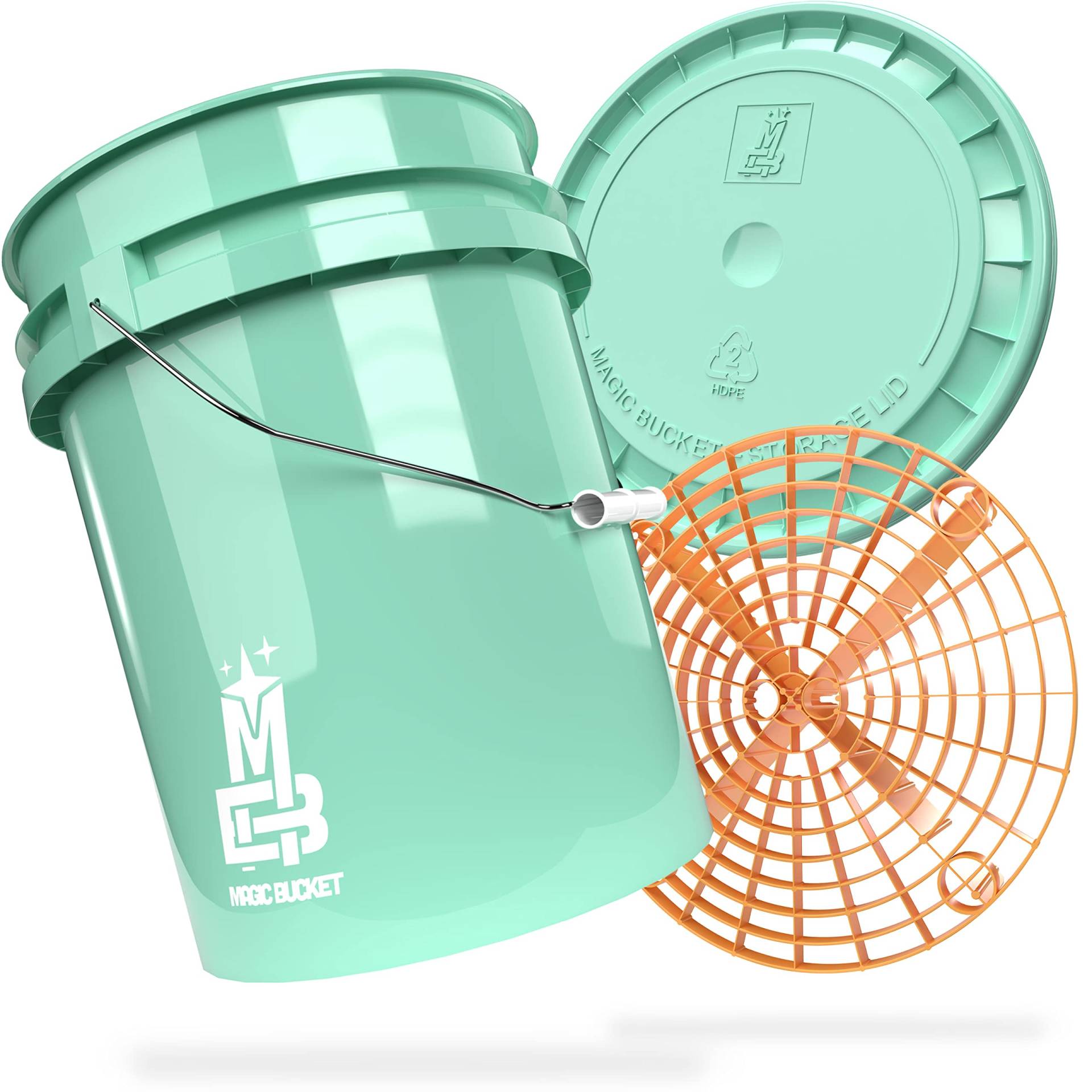 MAGIC BUCKET | Auto Handwäsche Bundle | Wascheimer mit passendem Eimer Deckel 5 US GALLONEN ca. 20 Liter | Mit Grit Guard Eimereinsatz Schmutzsieb | Waschset Mint/Orange MAGIC BUCKET | Auto Handwäsche Bundle | Wascheimer mit passendem Eimer Deckel 5 US GALLONEN ca. 20 Liter | Mit Grit Guard Eimereinsatz Schmutzsieb | Waschset Mint/Orange von MAGIC BUCKET