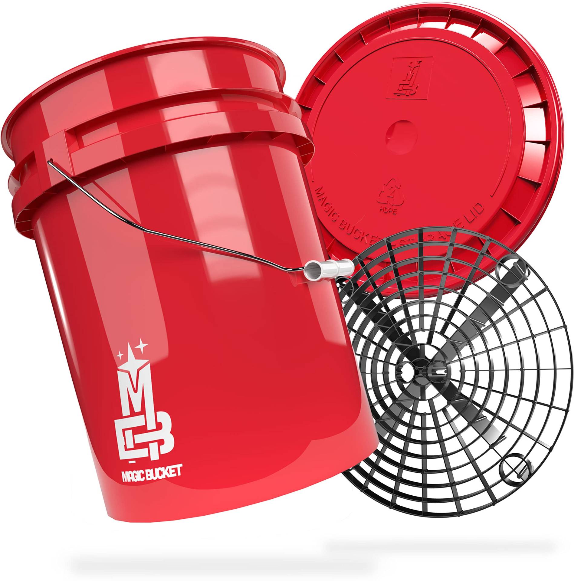 MAGIC BUCKET | Auto Handwäsche Bundle | Wascheimer mit passendem Eimer Deckel 5 US GALLONEN ca. 20 Liter | Mit Grit Guard Eimereinsatz Schmutzsieb | Waschset Rot/Schwarz MAGIC BUCKET | Auto Handwäsche Bundle | Wascheimer mit passendem Eimer Deckel 5 US GALLONEN ca. 20 Liter | Mit Grit Guard Eimereinsatz Schmutzsieb | Waschset Rot/Schwarz von MAGIC BUCKET