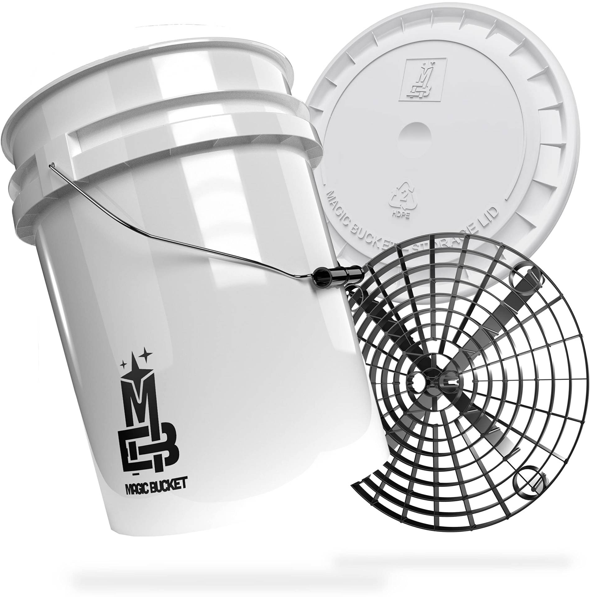 MAGIC BUCKET | Auto Handwäsche Bundle | Wascheimer mit passendem Eimer Deckel 5 US GALLONEN ca. 20 Liter | Mit Grit Guard Eimereinsatz Schmutzsieb | Waschset Weiß/Schwarz MAGIC BUCKET | Auto Handwäsche Bundle | Wascheimer mit passendem Eimer Deckel 5 US GALLONEN ca. 20 Liter | Mit Grit Guard Eimereinsatz Schmutzsieb | Waschset Weiß/Schwarz von MAGIC BUCKET
