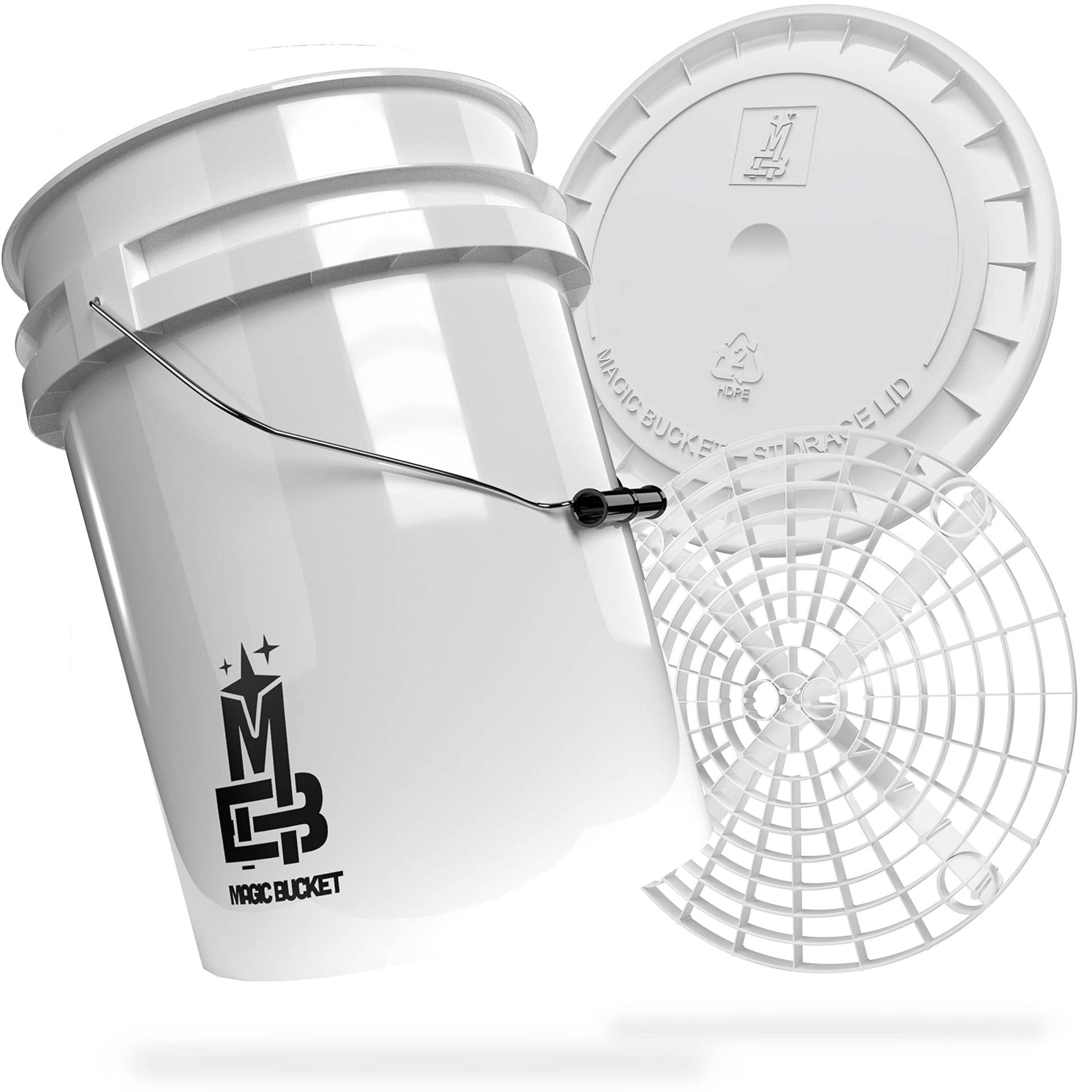 MAGIC BUCKET | Auto Handwäsche Bundle | Wascheimer mit passendem Eimer Deckel 5 US GALLONEN ca. 20 Liter | Mit Grit Guard Eimereinsatz Schmutzsieb | Waschset Weiß/Weiß MAGIC BUCKET | Auto Handwäsche Bundle | Wascheimer mit passendem Eimer Deckel 5 US GALLONEN ca. 20 Liter | Mit Grit Guard Eimereinsatz Schmutzsieb | Waschset Weiß/Weiß von MAGIC BUCKET