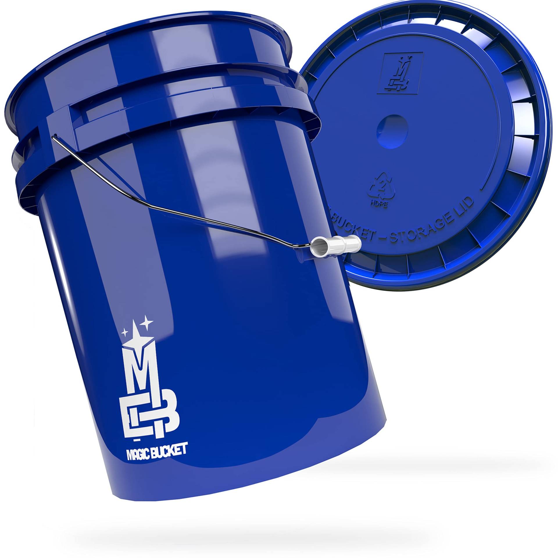 MAGIC BUCKET | Wascheimer Set für Auto Handwäsche Blau mit passendem Eimer Deckel | 5 US GALLONEN ca. 20 Liter | kompatibel mit Grit Guard, Detail Guardz Dirt Lock, Chemical Guys Dirt Trap von MAGIC BUCKET