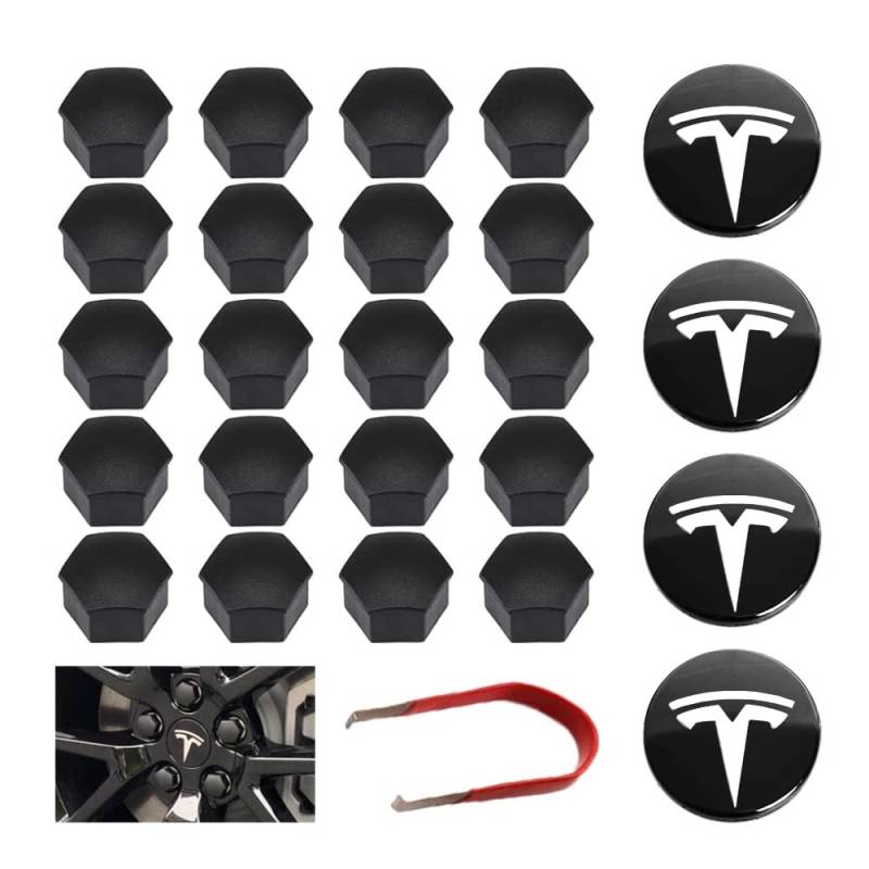 Magic Select Radkappen und RadmutternKappen Set, kompatibel mit Tesla Model 3 Auto. (4 Radkappen + 20 Radmuttern Kappen) von MAGIC SELECT