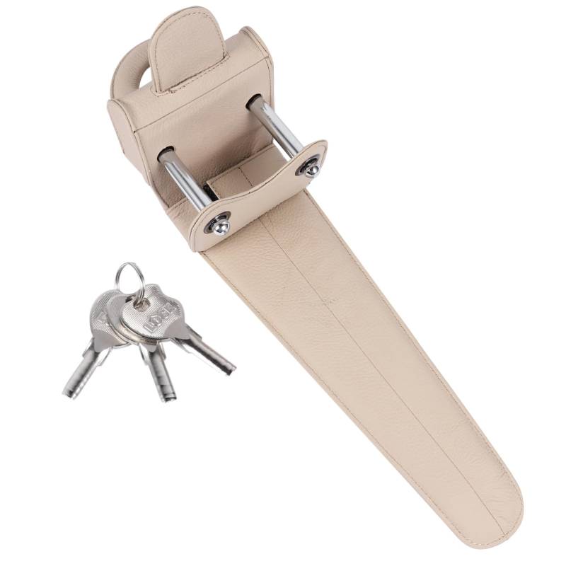 MAGICLULU 1 Stück Diebstahlsicheres Lenkradschloss Schlüssel Auto lenkrad Schloss SUV-Lenkradschloss Auto diebstahlsicherung Lenkradsperre Aluminium-Magnesium-Legierung Beige von MAGICLULU