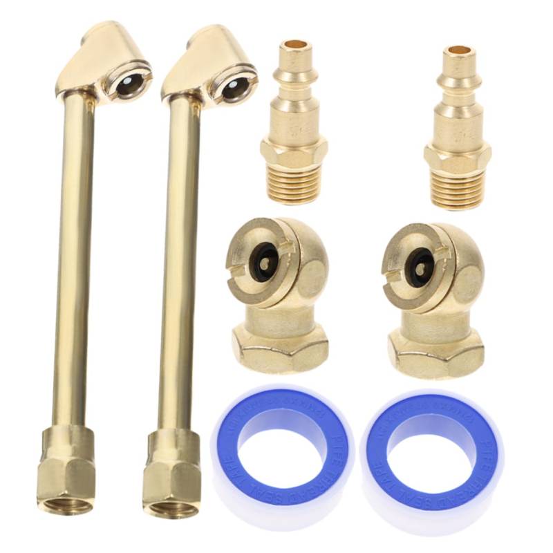 MAGICLULU 2 Satz Luftpumpdüsenset Werkzeug Adapter Für Presta-ventil-luftfutter Luftschlauchspannfutter Luftreifenfüller Mit Manometer Spitze Der LKW-luftpumpe Luftgebläse-Adapter Messing von MAGICLULU