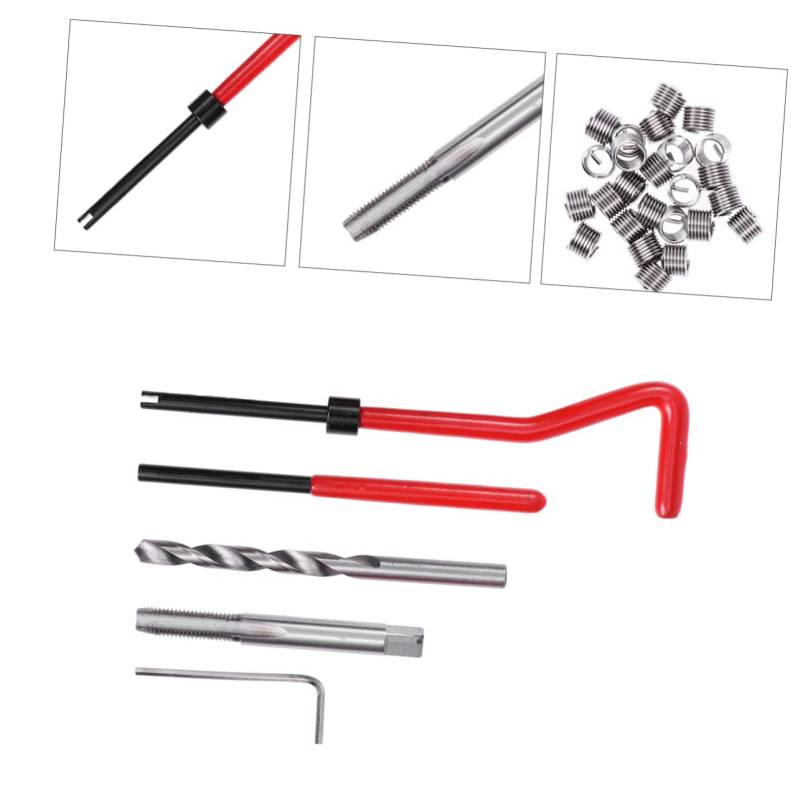 MAGICLULU 30 Stück Fadenreparaturteile metrisch Gewindereparatur Reparaturwerkzeugsatz für Spiralspulen Bausätze Fadenreparaturwerkzeug Reparatursatz für Helicoil-Gewinde rot von MAGICLULU