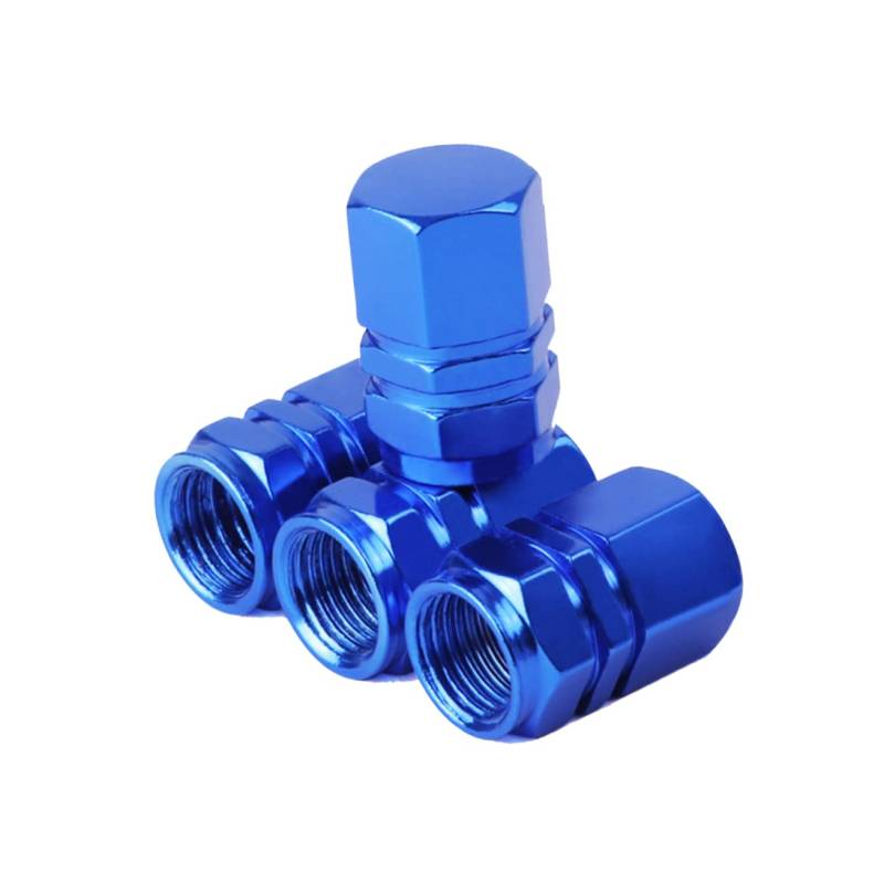 MAGICLULU 4Stücke Aluminiumlegierung Auto Reifen Ventilkappen Blau Staubdicht Langlebiges Design Einfache Installation Für Pkw LKW Motorräder Optimaler Schutz von MAGICLULU
