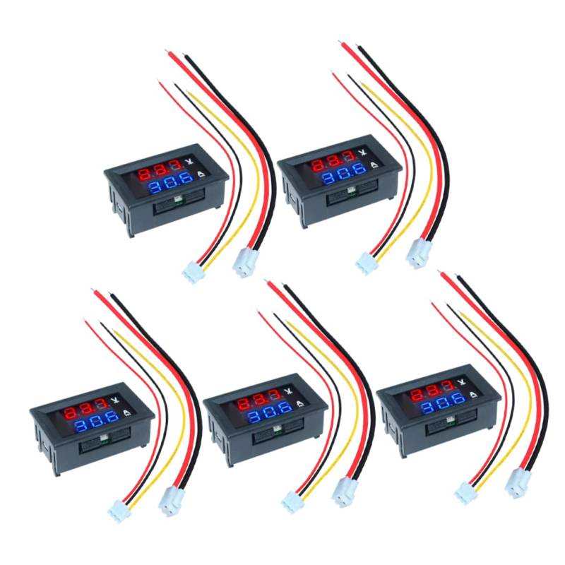 MAGICLULU 5Stücke Auto Digitalvoltmeter Amperemeter Mit LCD Display Für Präzise Spannung Und Strommessung Für Li Ionen Batterien Und Dc Netzteile Anzeige von MAGICLULU