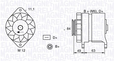Magneti Marelli Generator [Hersteller-Nr. 063321044010] für Alfa Romeo, Fiat, Iveco, Lancia von MAGNETI MARELLI