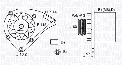Magneti Marelli Generator [Hersteller-Nr. 063321173010] für Autobianchi, Fiat, Lancia von MAGNETI MARELLI