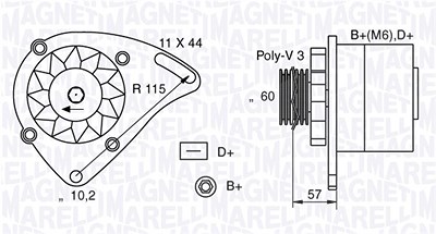 Magneti Marelli Generator [Hersteller-Nr. 063321173010] für Autobianchi, Fiat, Lancia von MAGNETI MARELLI