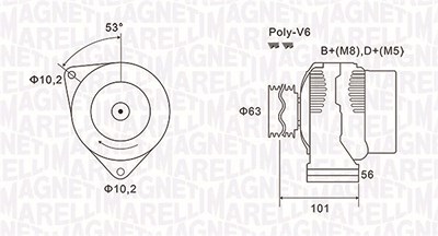 Magneti Marelli Generator [Hersteller-Nr. 063731152010] für Citroën, Fiat, Lancia, Peugeot von MAGNETI MARELLI