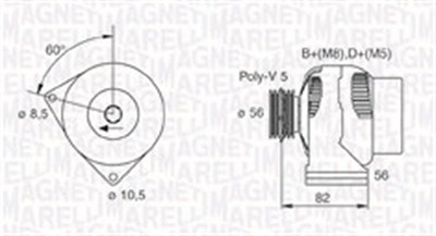 Magneti Marelli Generator [Hersteller-Nr. 063731305010] für Citroën, Fiat, Peugeot von MAGNETI MARELLI