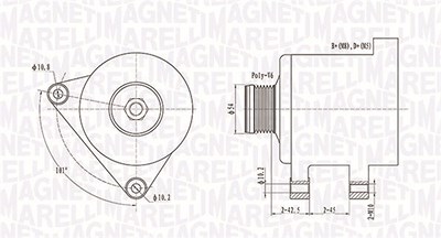 Magneti Marelli Generator [Hersteller-Nr. 063731553010] für Alfa Romeo, Citroën, Fiat, Lancia, Peugeot von MAGNETI MARELLI