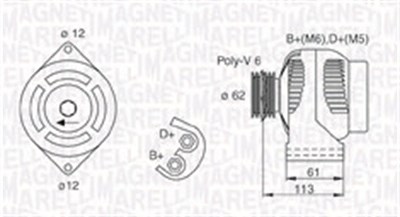 Magneti Marelli Generator [Hersteller-Nr. 063731885010] für Alfa Romeo, Fiat, Opel, Vauxhall von MAGNETI MARELLI