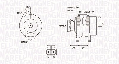 Magneti Marelli Generator [Hersteller-Nr. 063731901010] für Opel, Vauxhall von MAGNETI MARELLI