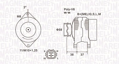 Magneti Marelli Generator [Hersteller-Nr. 063731889010] für Toyota von MAGNETI MARELLI