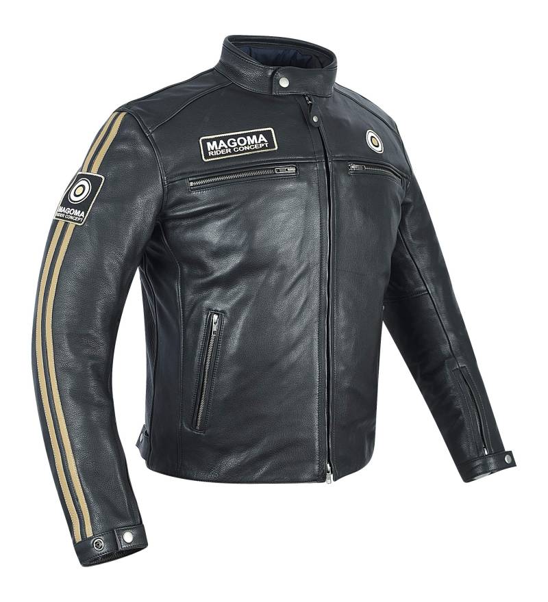 MAGOMA Brooklyn A ++ Lederjacke mit Motorradschutz, Schwarz, S. von MAGOMA