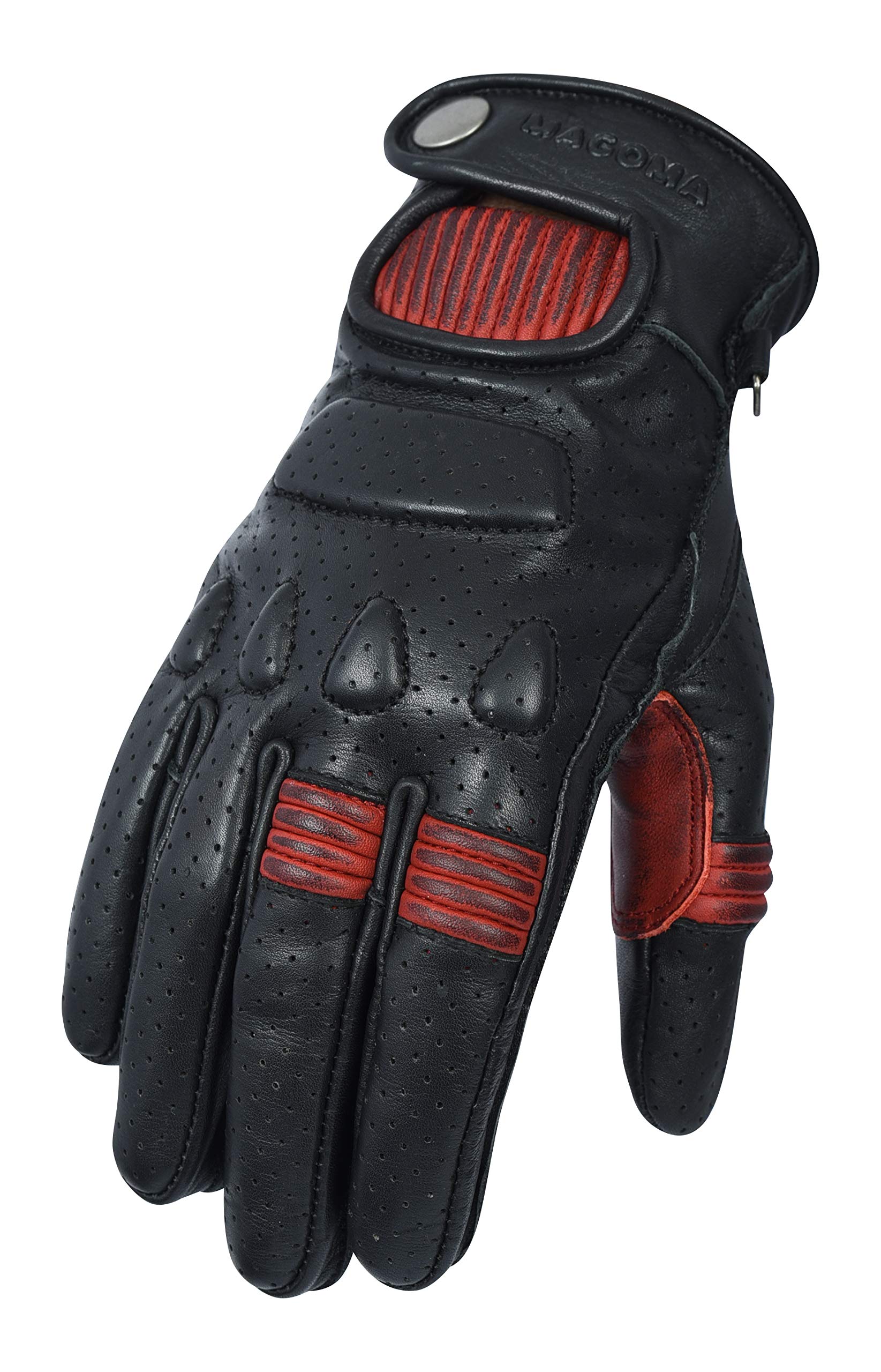 MAGOMA Soho A++ Leder Motorradhandschuhe mit Schutz, Schwarz/Rot,S, black/red von MAGOMA