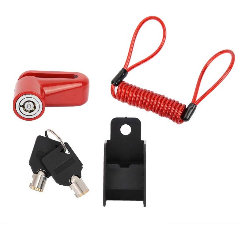 MAGT Disc Brake Lock, Professionelle Anti-Diebstahl-Rad-Scheibenbremsen mit Draht Kompatibel mit Xiaomi Mijia M365 Elektro-Scooter-Rot von MAGT