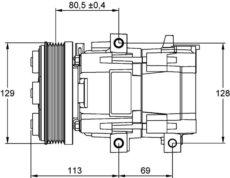 MAHLE ACP 101 000P Kompressor Klimaanlage Keilrippenriemenscheibe 129MMu.a. passend für FORD TRANSIT Bus von MAHLE