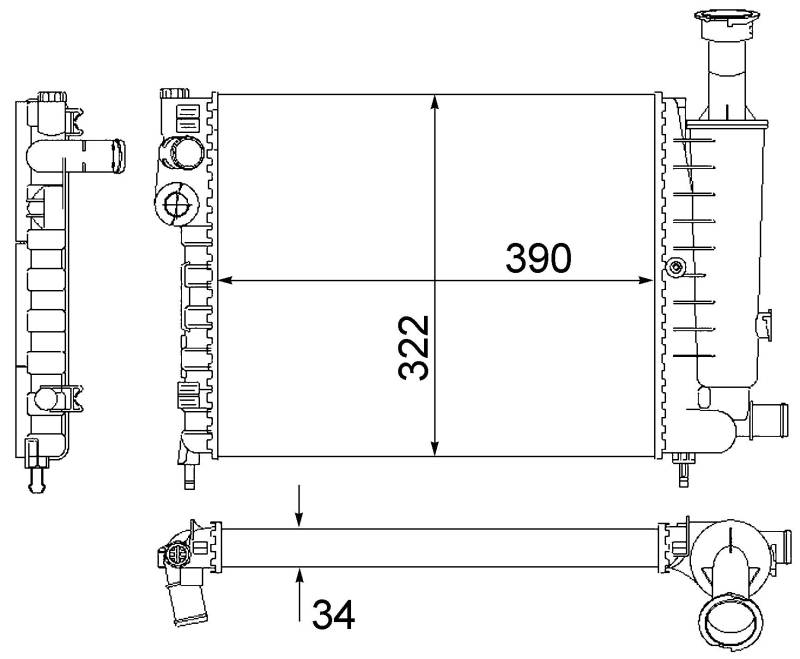 MAHLE CR 491 000S Kühler Motorkühlung mit Schraube u.a. passend für CITROEN AX (ZA-_) von MAHLE