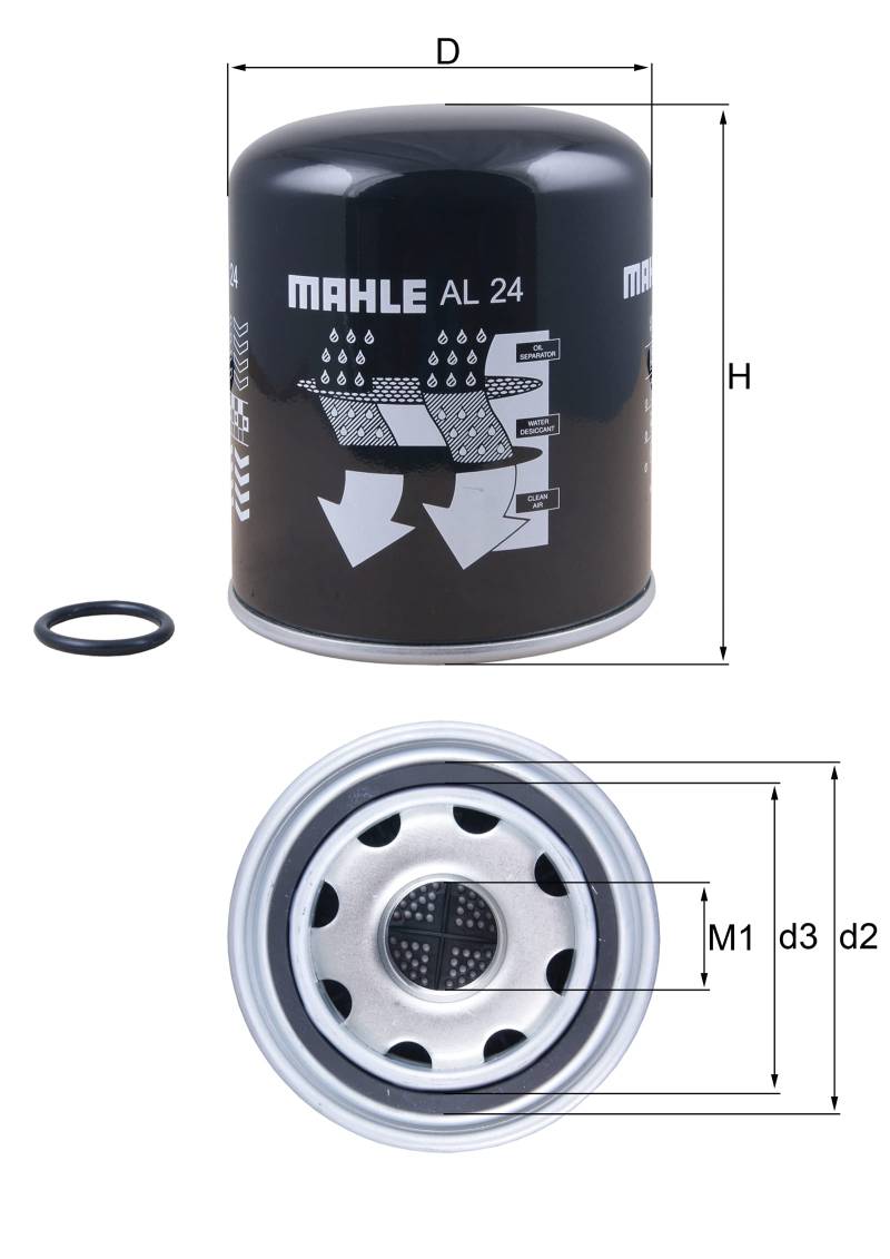 MAHLE AL 24 Lufttrocknerpatrone Druckluftanlage mit Ölabscheidefunktion u.a. passend für BMW VOLVO SOLARIS MERCEDES von MAHLE