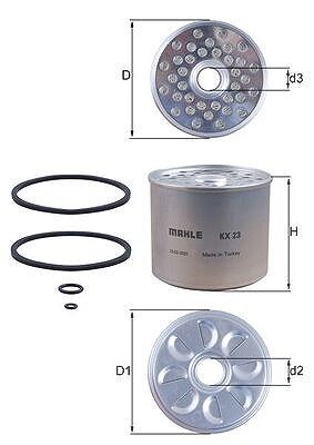 Mahle Kraftstofffilter [Hersteller-Nr. KX23D] für Alfa Romeo, Audi, BMW, Cadillac, Chevrolet, Chrysler, Citroën, Dacia, Daihatsu, Ds, Fiat, Ford, Gm K von MAHLE