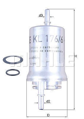 Mahle Kraftstofffilter [Hersteller-Nr. KL176/6D] für Audi, Seat, Skoda, VW von MAHLE