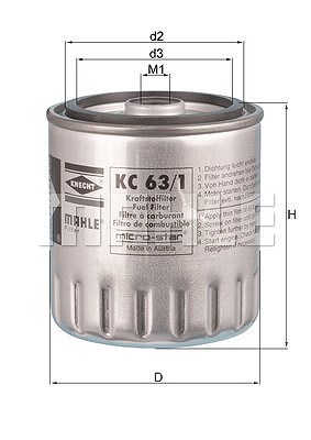 Mahle Kraftstofffilter [Hersteller-Nr. KC63/1D] für Gm Korea, Mercedes-Benz, Ssangyong von MAHLE