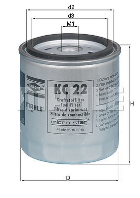 Mahle Kraftstofffilter [Hersteller-Nr. KC22] für Gm Korea, Mercedes-Benz, Ssangyong von MAHLE