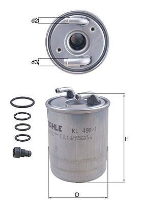 Mahle Kraftstofffilter [Hersteller-Nr. KL490/1D] für Mercedes-Benz von MAHLE