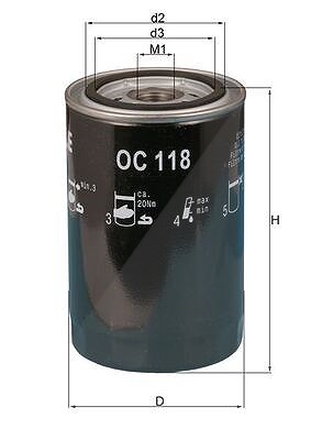 Mahle Ölfilter [Hersteller-Nr. OC118] für Cadillac, Jeep, Land Rover, Maserati, Renault, Rover von MAHLE
