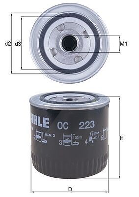 Mahle Ölfilter [Hersteller-Nr. OC223] für Jeep, Renault von MAHLE