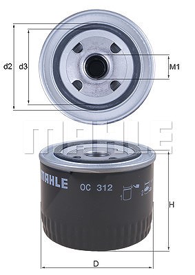 Mahle Ölfilter [Hersteller-Nr. OC312] für Land Rover, Mg, Rover von MAHLE