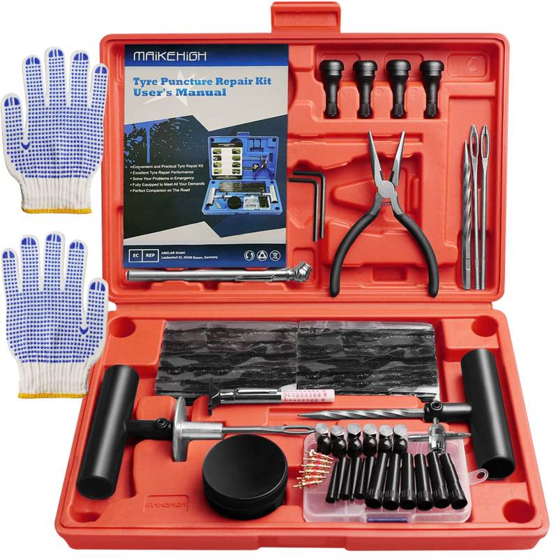 MAIKEHIGH Reifenreparaturset Auto, Reifen Reparaturset - 100 Stück Set für Motorrad, ATV, LKW, Traktor Flat Reparatur Set von MAIKEHIGH