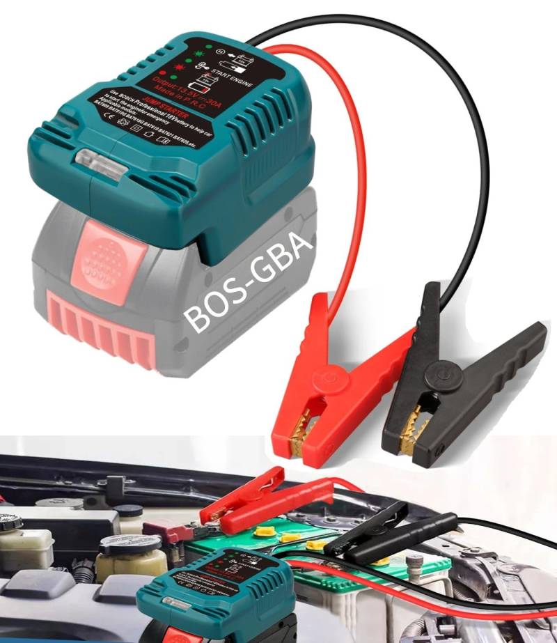 MAKBOS Auto Starthilfe Powerbank Adapter für Bosch GBA18V Akku, Jump Starter für PKW, 12V Tragbarer Batterie Booster Adapter, Auto Safe Batteriestarter (Batterie nicht inbegriffen) von MAKBOS