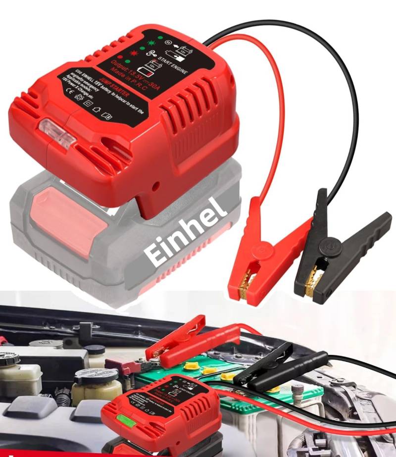 Auto Starthilfe Powerbank Adapter für Einhell 18V Akku,Starthilfegeräte für Autobatterien,Jump Starter Auto,12V Tragbarer Batterie Booster Adapter,Auto Safe Batteriestarter(Batterie nicht inbegriffen) von MAKBOS