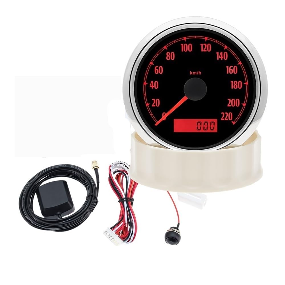 MALIYAE Armaturenbrett Display 85MM GPS Tacho Moto 220km/h 220 MPH Speed ​​Gauge Meter GPS Antenne Sensor Set Für Motorrad 9-32V(Color-1) von MALIYAE