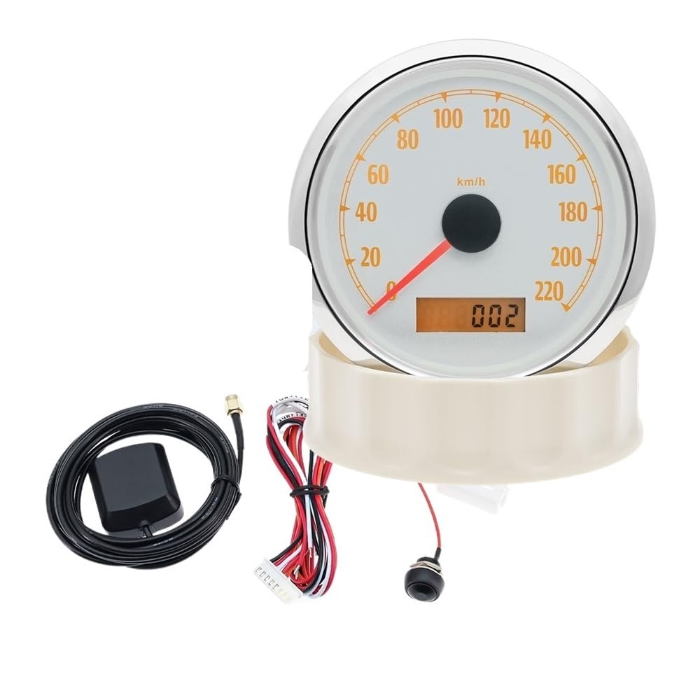 MALIYAE Armaturenbrett Display 85MM GPS Tacho Moto 220km/h 220 MPH Speed ​​Gauge Meter GPS Antenne Sensor Set Für Motorrad 9-32V(Color- 2) von MALIYAE