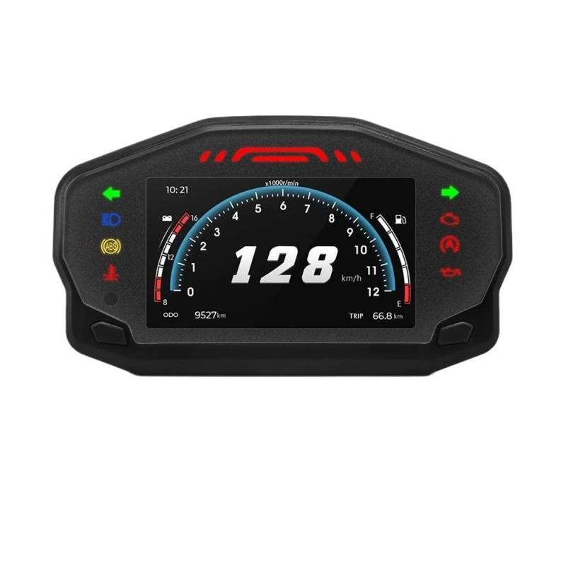 MALIYAE Armaturenbrett Display Für 2/4 Zylinder Motorrad Digital Dash Panel Moto Tacho Dashboard Mit RPM Laufleistung Drehzahlmesser Kilometerzähler Spannung(Only Gauge) von MALIYAE