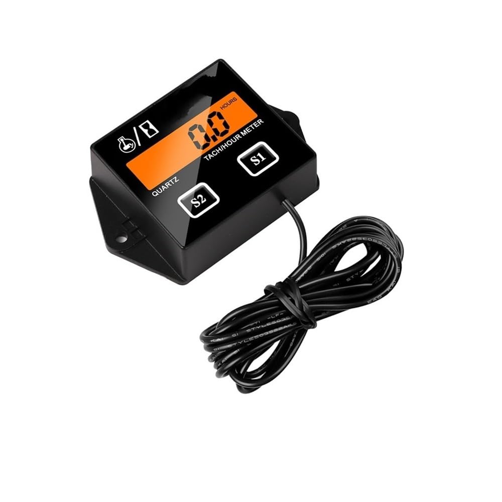 MALIYAE Armaturenbrett Display LCD Digital Tachometer Stundenzähler Drehzahlmesser Für Außenbordmotor Für Rasenmäher Für Motocross Für Motorrad Für Marine Kettensäge Batterie(with Backlight) von MALIYAE