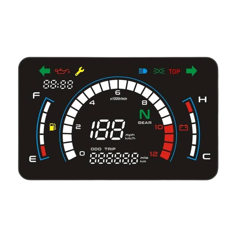 MALIYAE Armaturenbrett Display Motorrad-Armaturenbrett, Größeres Brett, Verstellbar, Digitaler Motorrad-Tachometer, LCD-Bildschirm, Volldigitaler Tachometer von MALIYAE