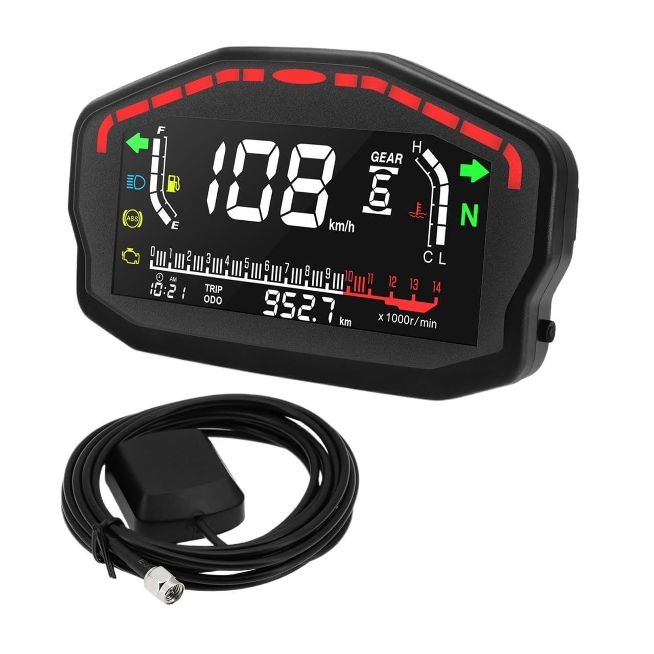 MALIYAE Armaturenbrett Display Motorrad Digitaler LCD-Computer-geschwindigkeitsmesser-grüne Tachometer Mit GPS Adapter Kraftstoff Niveau Temperatur Gauge Für 2/4 Zylinder MALIYAE Armaturenbrett Display Motorrad Digitaler LCD-Computer-geschwindigkeitsmesser-grüne Tachometer Mit GPS Adapter Kraftstoff Niveau Temperatur Gauge Für 2/4 Zylinder von MALIYAE