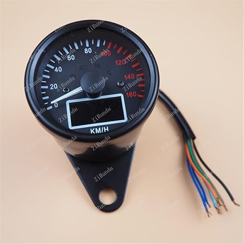MALIYAE Armaturenbrett Display Motorrad Modifizierte Instrumententafel 125 Universal-Laufleistungsgurt Selbsttest-Ölvolumen-Zeigercode-Messgerät(1 Black) von MALIYAE