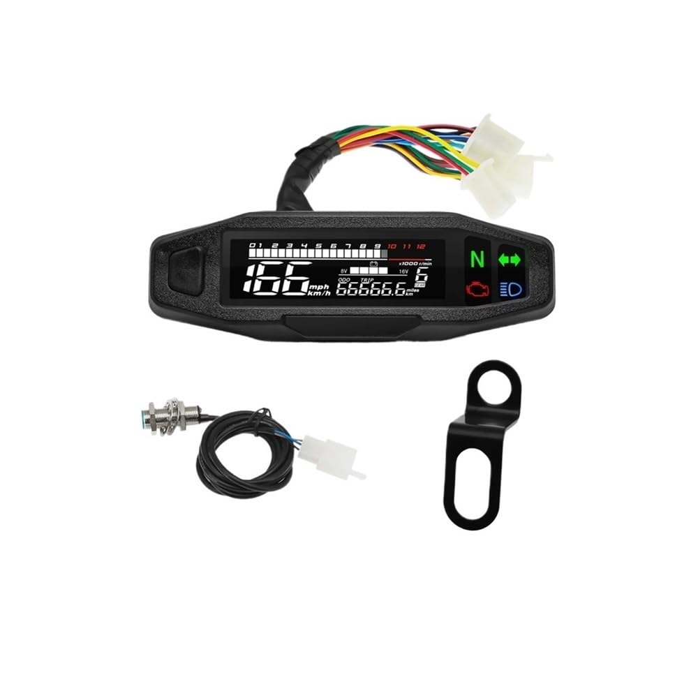 MALIYAE Armaturenbrett Display Universal Digital Motorrad Tachometer Moto Meter Digitaler Tachometer Kilometerzähler Instrument Sensor Speed ​​Gauge Tacho RPM Meter(with Z Bracket) von MALIYAE