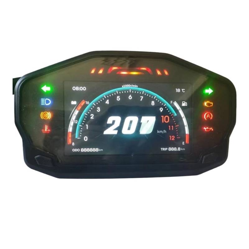 MALIYAE Armaturenbrett Display Universal-TFT-Tachometer, Multifunktionar Kometerzähr Mit Kraftstoffstand-Temperaturanzeige Für Motorrä Für 1/2/4 Zylinder von MALIYAE